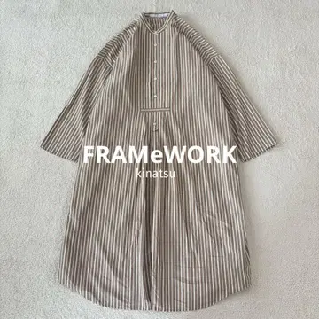 프레임워크 샴브레이 스트라이프 원피스 36