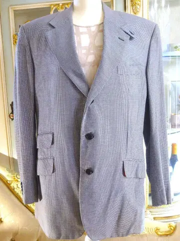 남성용 [ ETRO ] 이탈리아제 블루 계열 깅엄 체크 코튼 자켓