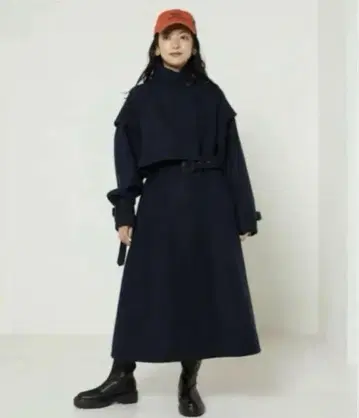 멜톤 라이크 울리 스탠드 트렌치코트