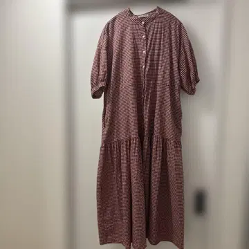사만사 모스모스 접촉 냉감 깅엄 체크 패턴 모듬 티어드 원피스