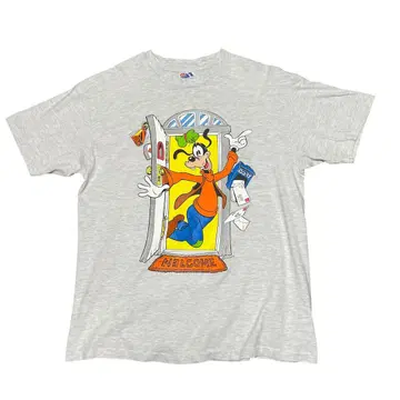 90s USA Disney 구피 프린트 멜란지 티셔츠