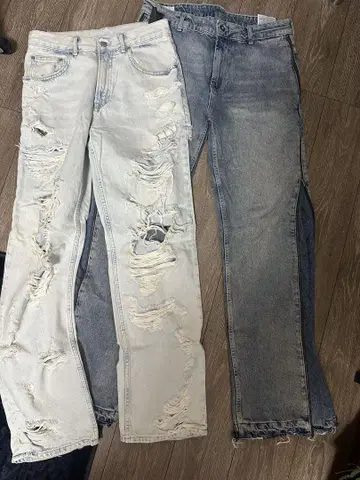 ZARA 배기 플레어 데님 데미지 진 세트