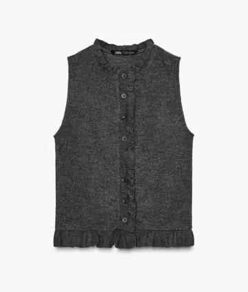 ZARA 소프트 프릴 상의 다크 그레이 S