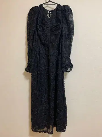 블랙 레이스 롱 드레스
