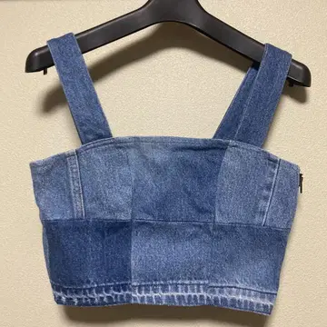 마리오 빈티지 데님 뷔스티에 패치워크