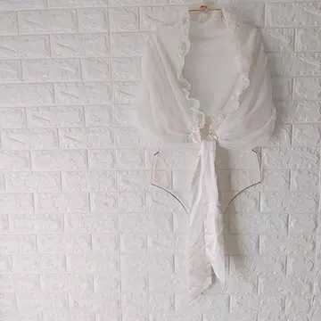 화이트 쉬폰 볼레로 프릴 장식 파티 숄