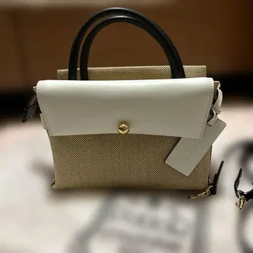 Potior 포티올 스트로우 원단 x 가죽 스퀘어 2WAY 백