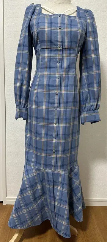 데이시 파랑 머메이드 라인 롱 원피스