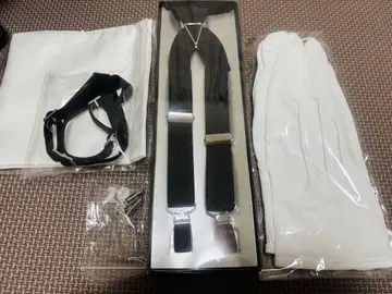 블랙 서스펜더 흰 장갑 손수건 세트