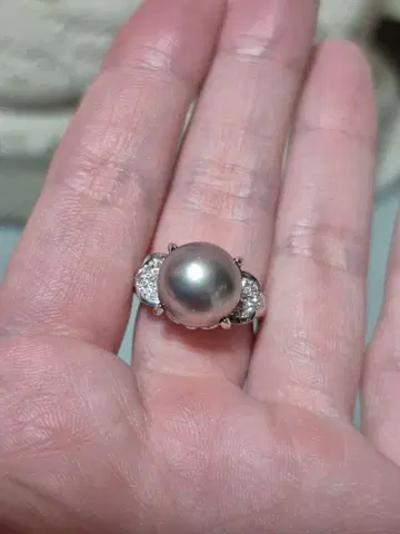 그레이 진주 반지