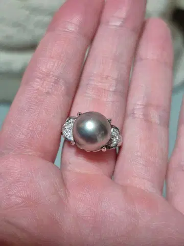 그레이 진주 반지