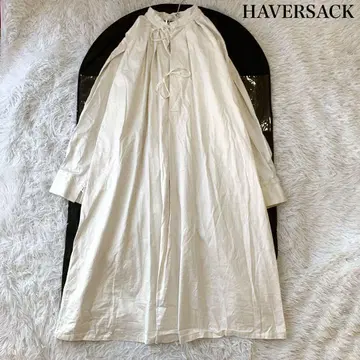HAVERSACK 리본 포함 스탠드 카라 A 라인 롱 원피스
