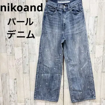 새상품급 nikoand - 니코앤드 와이드 데님 팬츠 펄 데코 스트레이트