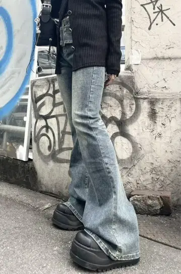 Never mind the XU belt flare denim pants