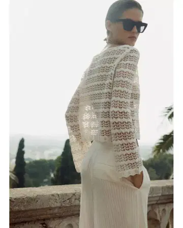 완판 2025AW ZARA 포원텔 니트 스웨터 M 에크루 라메