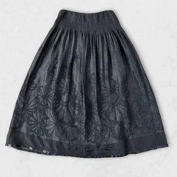 00s vintage 꽃무늬 플레어 스커트 레이스 전체 밴딩 40 일본제