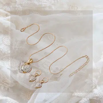 하트 리본 크리스탈 주얼리 세트
