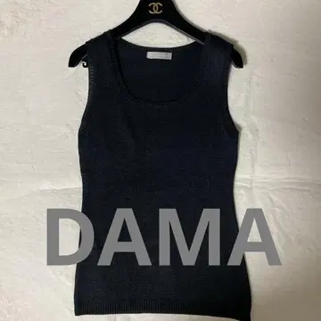 DAMA 다크 그레이 실크 슬리브리스 니트