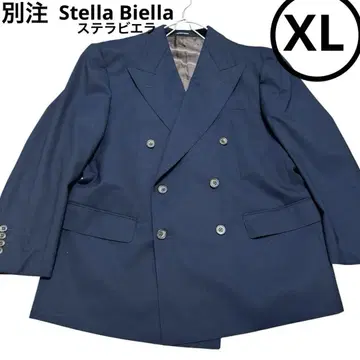 카시야마 XL 네이비 네이비 컬러 더블 정장 자켓 별주 스텔라비에라