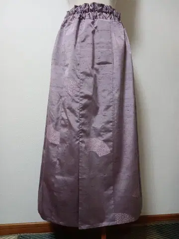 순수 실크 연보라색 단의 명주 기모노 리메이크 스커트