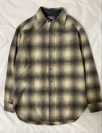 70s Pendleton 옴브레 셔츠 울 혼방 체크 무늬 셔츠 M