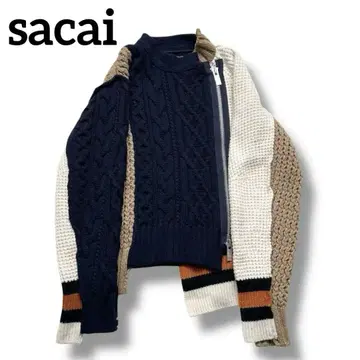새상품급 sacai 라이더 니트 블루종 변형 울 18AW 남성용