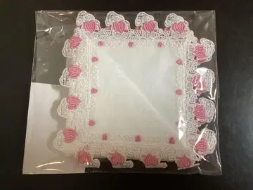 치카자와 레이스 스누피 하트 손수건 화이트