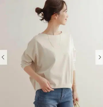 택 포함 새상품 CREAM 코튼 백 턱 7부 소매 풀오버 어반 리서치