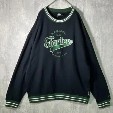 빅 자수 로고 링 맨투맨 블랙 그린 XL Starter black