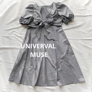 Universal Muse 깅엄 체크 종아리 기장 원피스