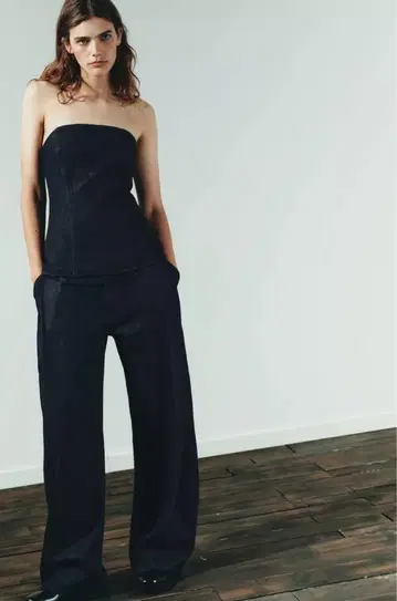 ZARA 자라 데님 밴딩 뷔스티에 상의