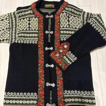 네이비 꽃무늬 자수 니트 가디건