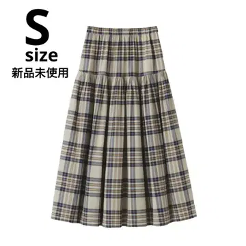 무인양품 마드라스 체크 플레어 스커트 S 사이즈