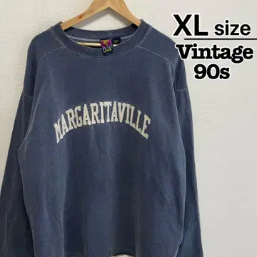 90s 캐나다제 빈티지 맨투맨 XL 그레이 블루 자수 구제 의류