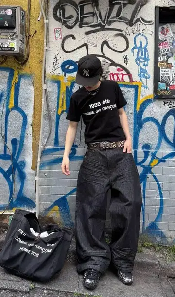 BELVET 즉완 Baggy rigid denim black M