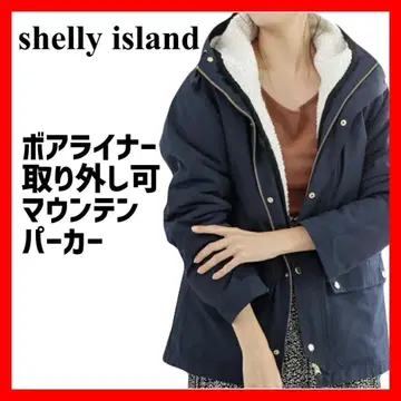 shelly island 라이너 포함 마운틴 후드티 네이비