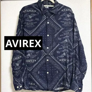 AVIREX 셔츠 패턴 셔츠 긴팔 네이비