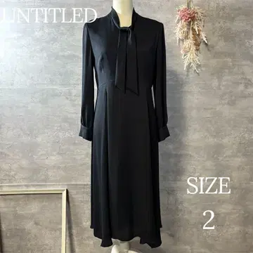 언타이틀 포멀 보타이 원피스 리본 긴팔 네이비 2 사이즈
