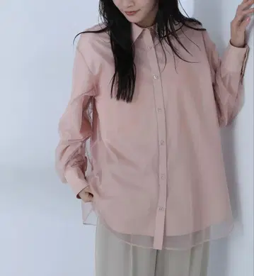 내추럴 뷰티 베이직 튤 레이어드 오버 셔츠