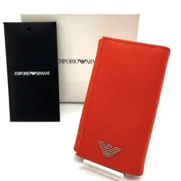 미사용급 엠포리오 아르마니 6연 키케이스 오렌지 가죽