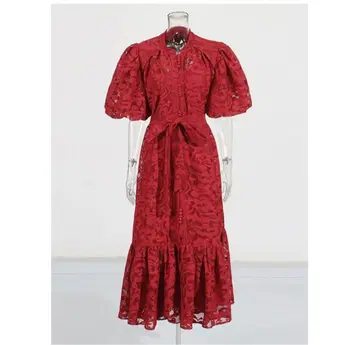 Mbeaute Balloon sleeve lace dress(B2983)