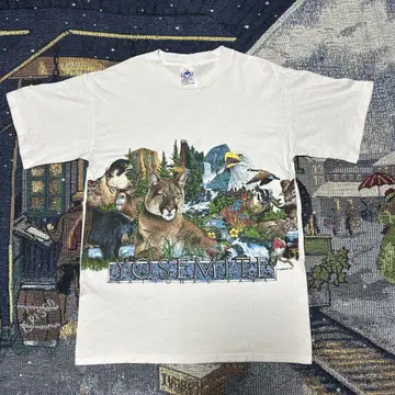 90s USA H.L. MILLER 반팔 애니멀 T 빈티지 양면