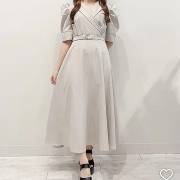 안미르 테일러 벨트 원피스 핑크 베이지