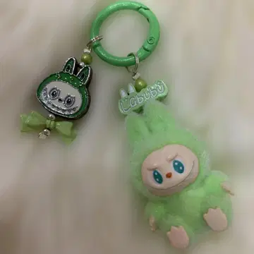 라부부 Labubu 키링 그린 라부부 얼굴 참