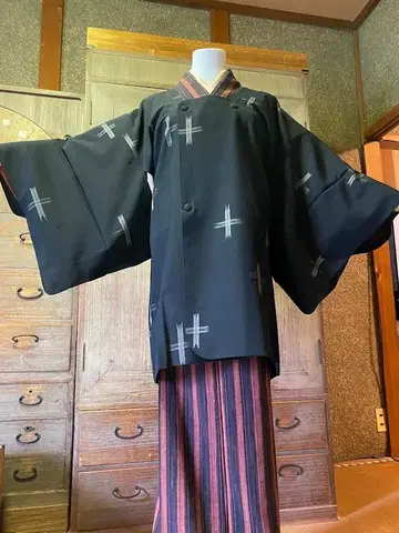 모시 겉옷 블랙 격자 무늬