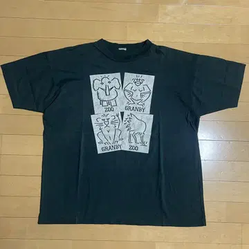 90s 애니멀 동물원 스태프 싱글 스티치 T셔츠 구제 의류