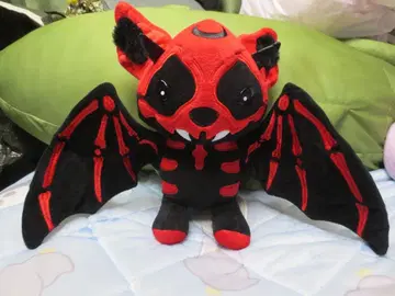 새상품 악마 해골 박쥐 봉제 인형 (블랙 x 빨간색) 40cm 박쥐