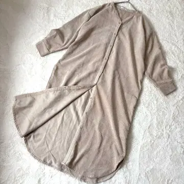 아이템즈 어반 리서치 코듀로이 베이지 긴팔 롱 셔츠 원피스