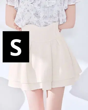 미셸 마카롱 슬림 레그 화이트 트위드 스커트 S