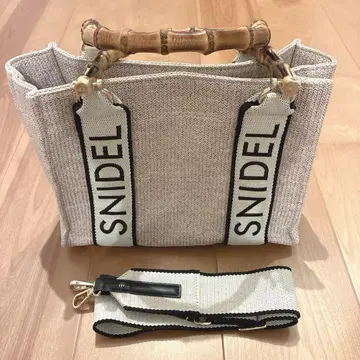 SNIDEL 스나이델 대나무 로고백 핸드백 로고 백